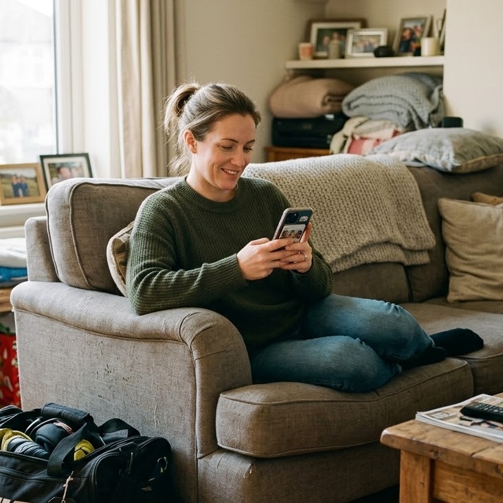 Parent accesing the Portal app at home